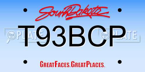 T93BCP South Dakota License Plate
