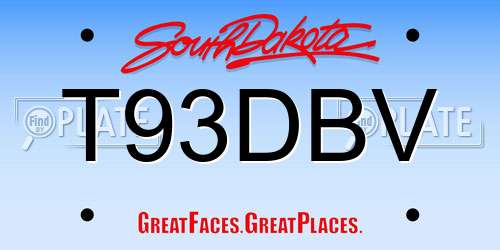 T93DBV South Dakota License Plate
