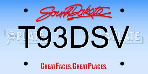 T93DSV South Dakota License Plate