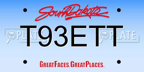 T93ETT South Dakota License Plate