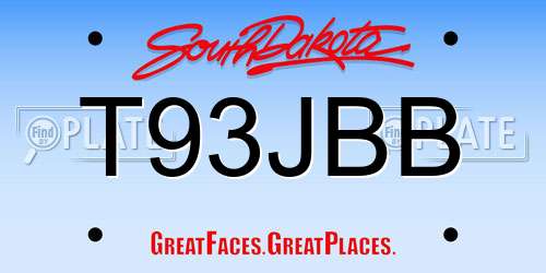 T93JBB South Dakota License Plate