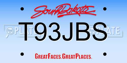 T93JBS South Dakota License Plate