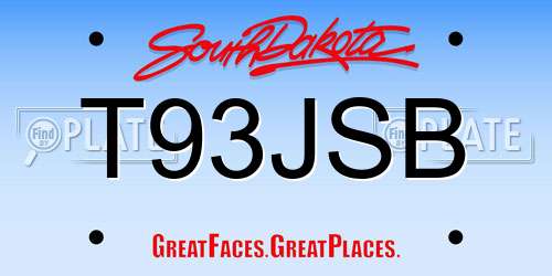 T93JSB South Dakota License Plate
