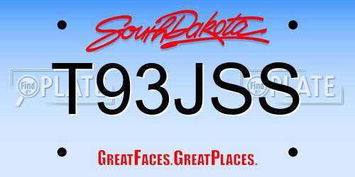 T93JSS South Dakota License Plate