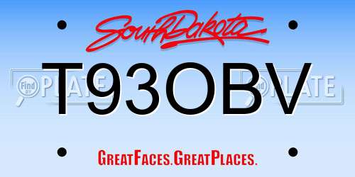 T93OBV South Dakota License Plate