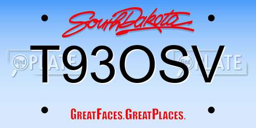 T93OSV South Dakota License Plate