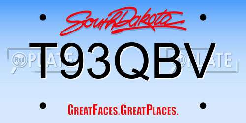 T93QBV South Dakota License Plate