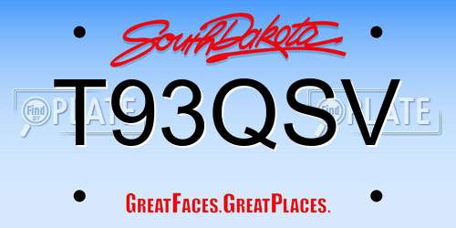 T93QSV South Dakota License Plate