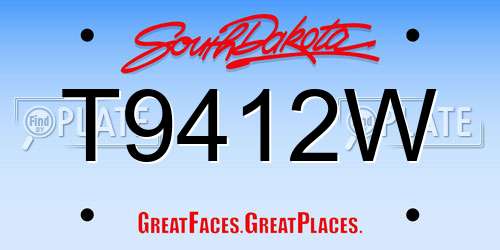 T9412W South Dakota License Plate