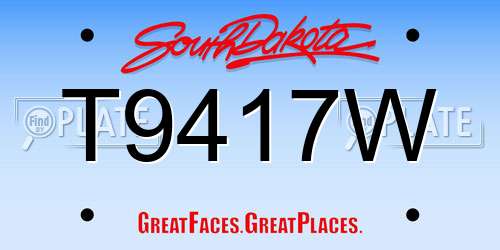 T9417W South Dakota License Plate