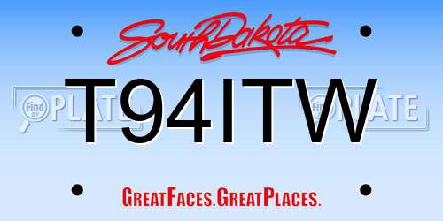 T94ITW South Dakota License Plate