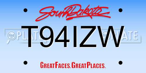 T94IZW South Dakota License Plate