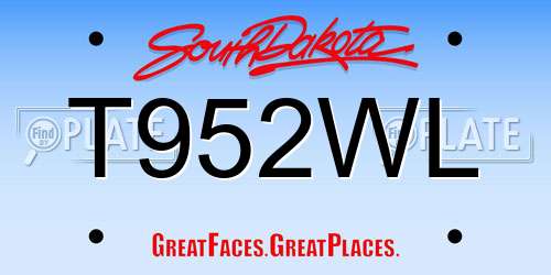 T952WL South Dakota License Plate