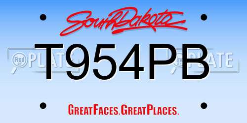 T954PB South Dakota License Plate