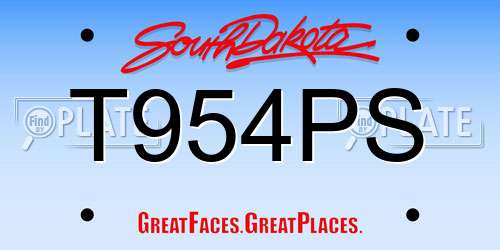 T954PS South Dakota License Plate