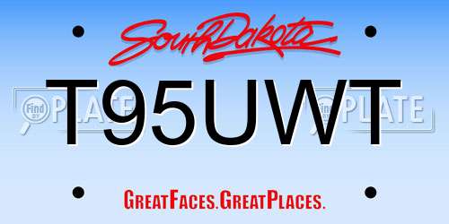 T95UWT South Dakota License Plate