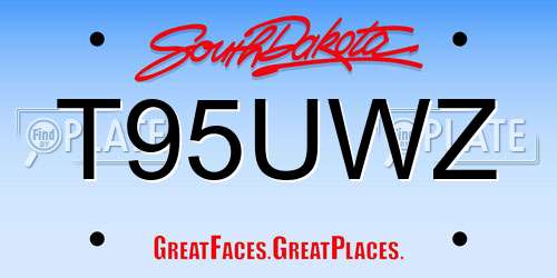 T95UWZ South Dakota License Plate