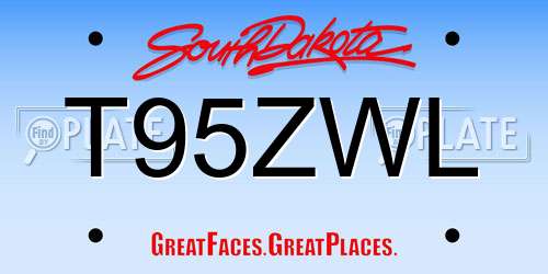 T95ZWL South Dakota License Plate