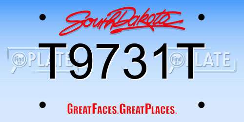 T9731T South Dakota License Plate