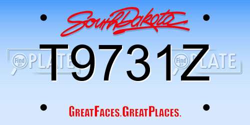T9731Z South Dakota License Plate