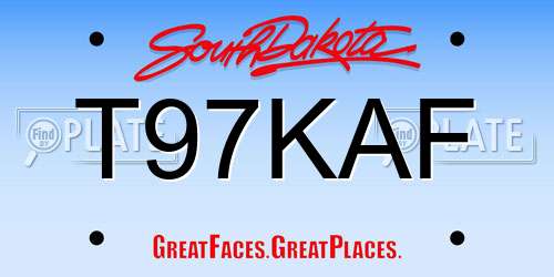T97KAF South Dakota License Plate