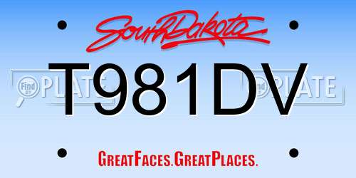 T981DV South Dakota License Plate