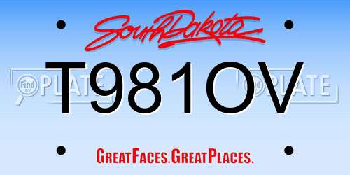 T981OV South Dakota License Plate