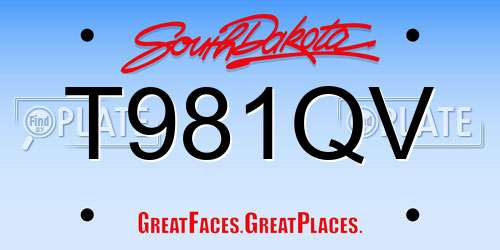 T981QV South Dakota License Plate
