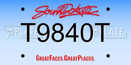 T9840T South Dakota License Plate