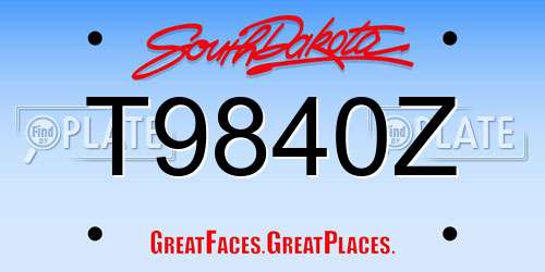 T9840Z South Dakota License Plate
