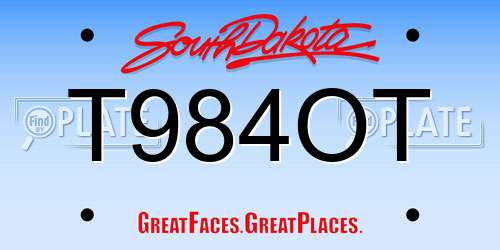 T984OT South Dakota License Plate