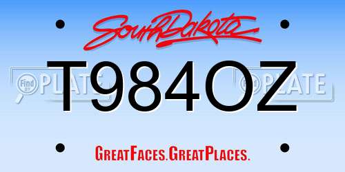 T984OZ South Dakota License Plate