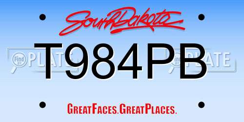 T984PB South Dakota License Plate