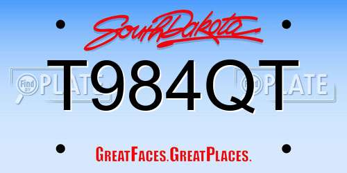 T984QT South Dakota License Plate
