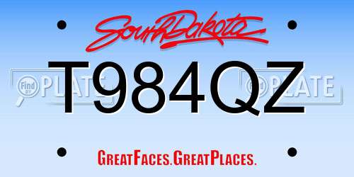 T984QZ South Dakota License Plate