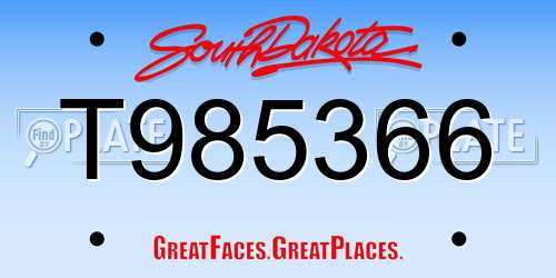 T985366 South Dakota License Plate