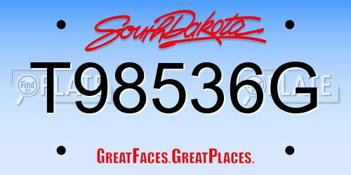 T98536G South Dakota License Plate