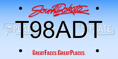 T98ADT South Dakota License Plate