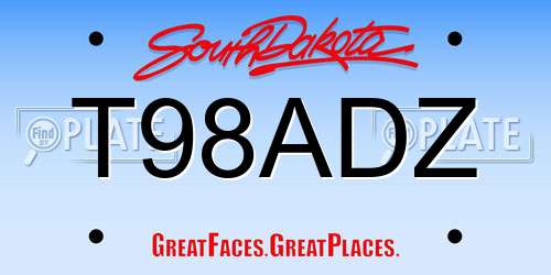 T98ADZ South Dakota License Plate
