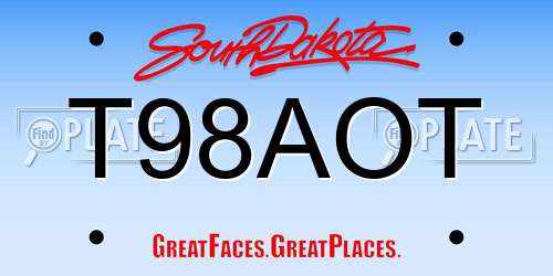 T98AOT South Dakota License Plate