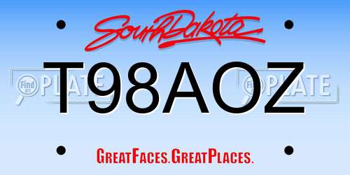 T98AOZ South Dakota License Plate