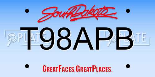 T98APB South Dakota License Plate