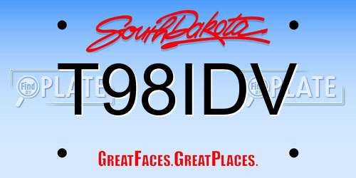 T98IDV South Dakota License Plate