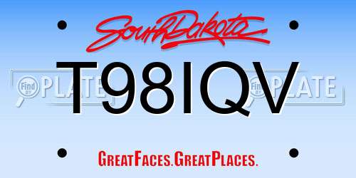 T98IQV South Dakota License Plate