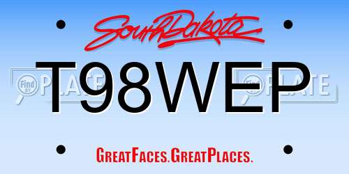 T98WEP South Dakota License Plate