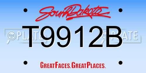 T9912B South Dakota License Plate