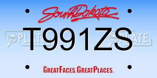 T991ZS South Dakota License Plate