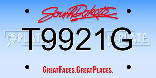 T9921G South Dakota License Plate