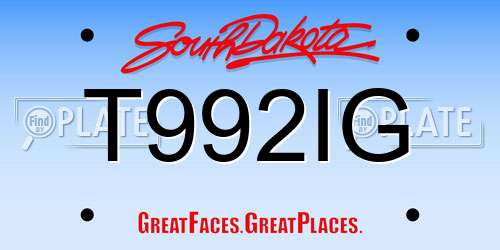 T992IG South Dakota License Plate
