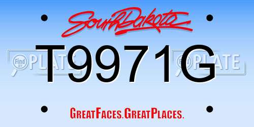 T9971G South Dakota License Plate